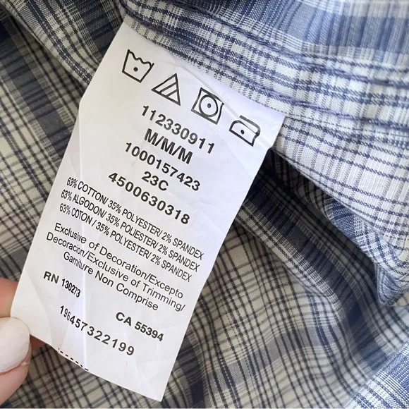 NWT Wrangler Men’s Cowboy Wash Plaid Button Up Vintage Indigo Blue size Medium - Picture 8 of 10